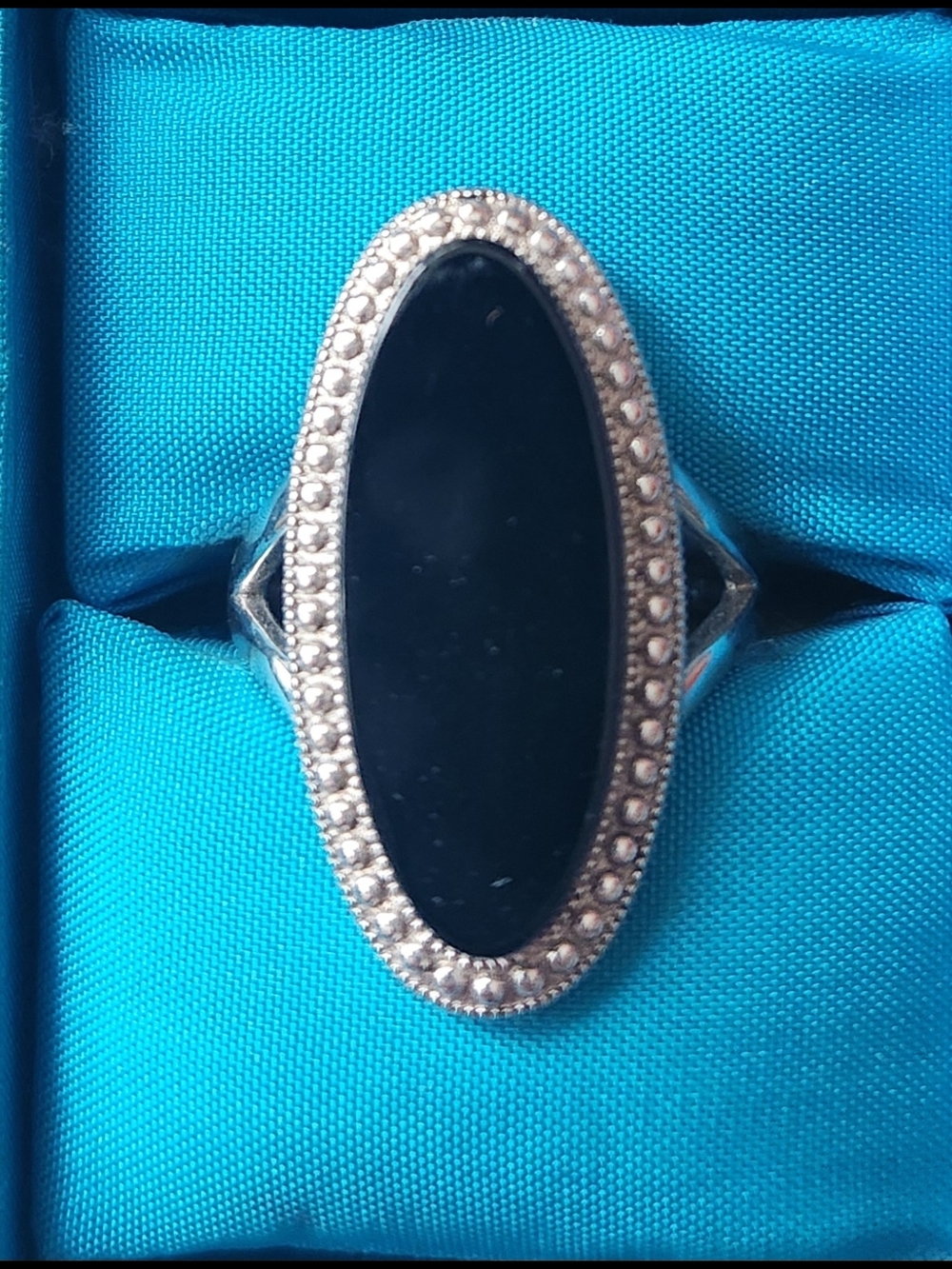 Sterling Silver Oval Black Onyx Ring with Marcasite Halo - Women Jewelry